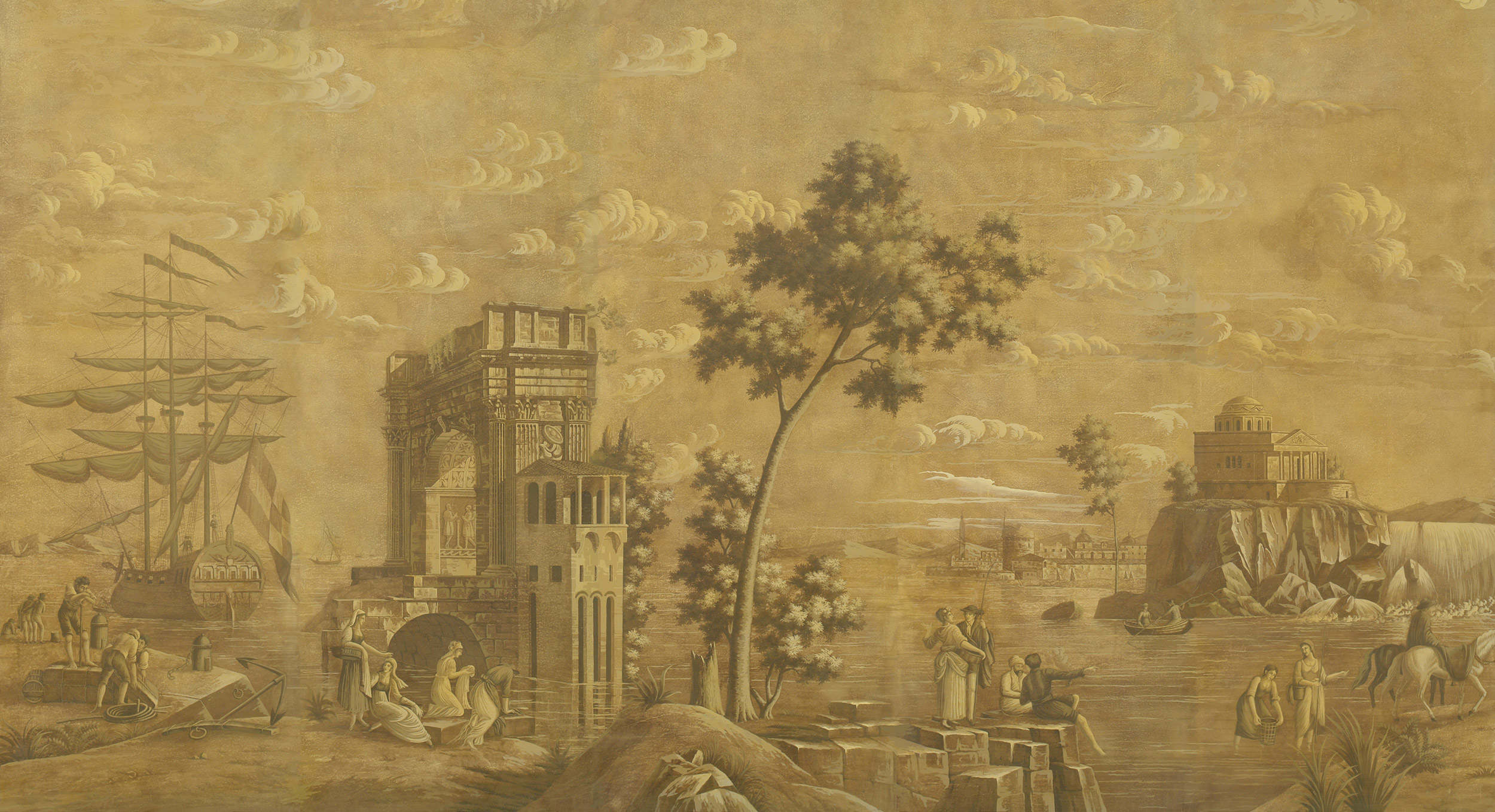 Обои ручная роспись Views of Italy Sepia Обои ручная роспись Views of Italy Sepia - постер Loft-Concept в Тюмени