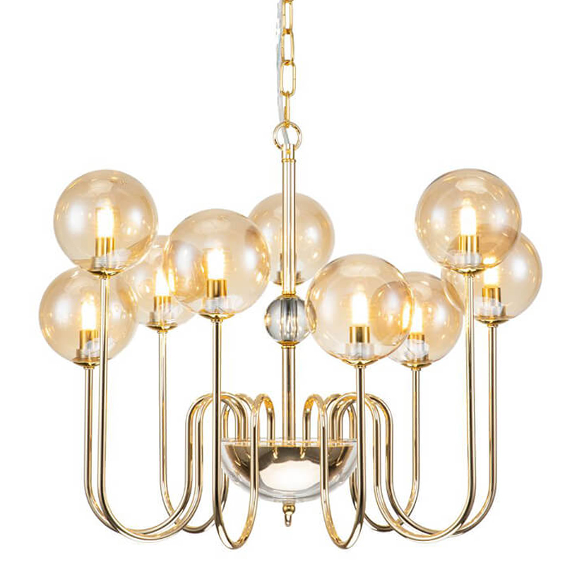 Люстра Sheiry Glass Ball Chandelier 9 Глянцевое золото Янтарный Люстра Sheiry Glass Ball Chandelier 9 Глянцевое золото Янтарный в Тюмени | Loft Concept