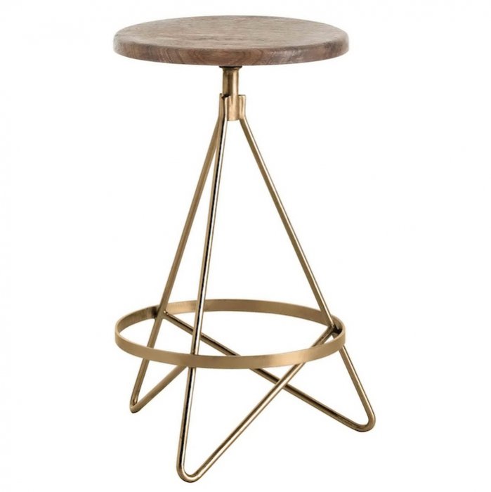 Барный стул Industrial Vintage Brass Iron Swivel Bar Stool Золотой Коричневый Барный стул Industrial Vintage Brass Iron Swivel Bar Stool Золотой Коричневый в Тюмени | Loft Concept