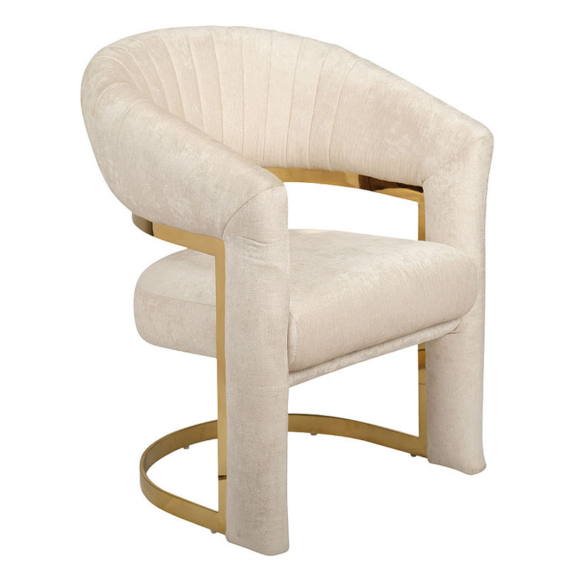 Полукресло Valbonne Chair cream velour Кремовый Глянцевое золото Полукресло Valbonne Chair cream velour Кремовый Глянцевое золото в Тюмени | Loft Concept