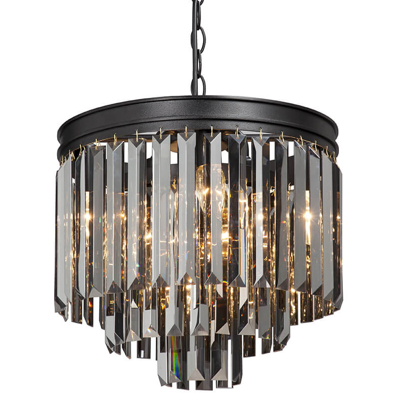 Люстра ODEON Gray glass 3-TIER Black Серое стекло D 36 Черный матовый Люстра ODEON Gray glass 3-TIER Black Серое стекло D 36 Черный матовый в Тюмени | Loft Concept