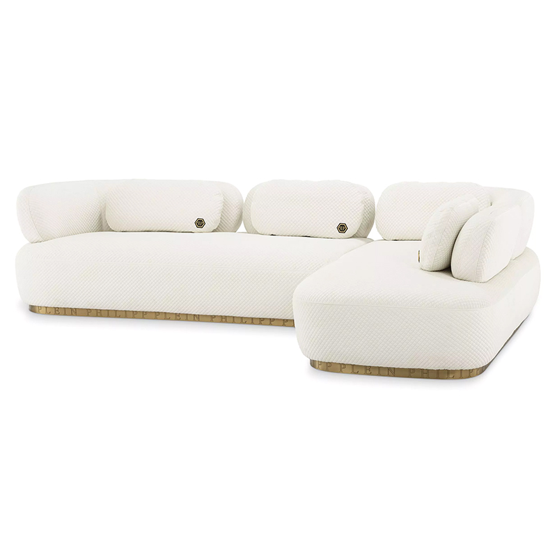 Диван Philipp Plein Sofa Signature Lounge Белый Белый Золотой Диван Philipp Plein Sofa Signature Lounge Белый Белый Золотой в Тюмени | Loft Concept