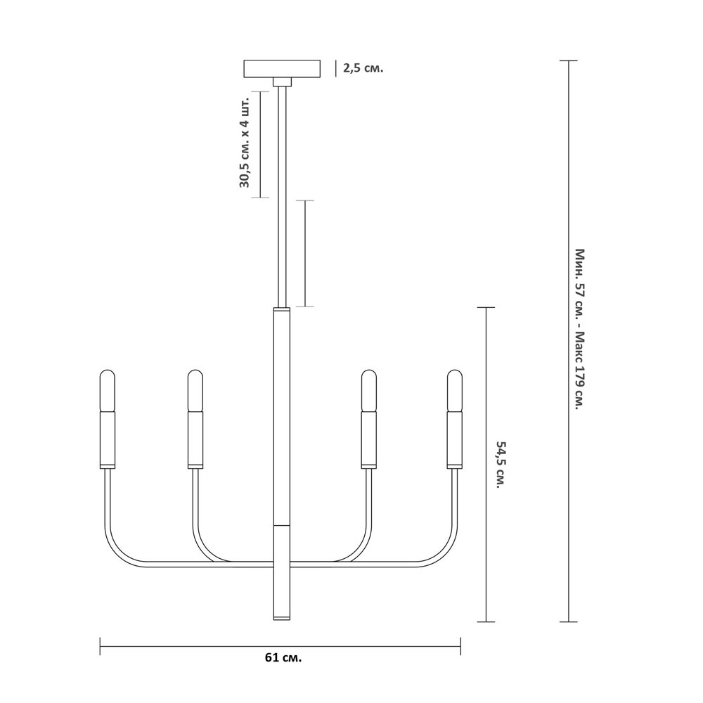 Люстра с 6-ю лампами Chandelier with Seamless Curve в Тюмени