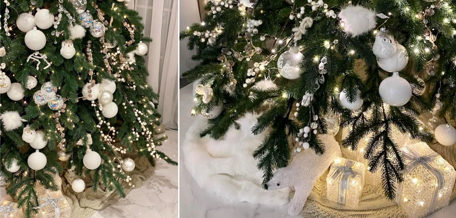 Дизайнерская Елка с Белым Декором Christmas Tree White Balls Дизайнерская Елка с Белым Декором Christmas Tree White Balls - Loft-Concept в Тюмени