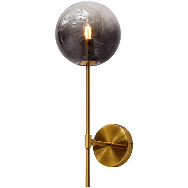 Бра стеклянный плафон шар Urmila Wall Lamp Серое стекло Золотой Серый Бра стеклянный плафон шар Urmila Wall Lamp Серое стекло Золотой Серый в Тюмени | Loft Concept