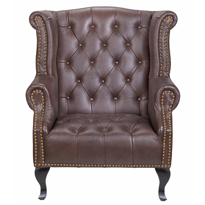Кресло из натуральной кожи на 4-х деревянных ножках из массива бука Thomas Armchair brown Коричневый Черный Кресло из натуральной кожи на 4-х деревянных ножках из массива бука Thomas Armchair brown Коричневый Черный в Тюмени | Loft Concept