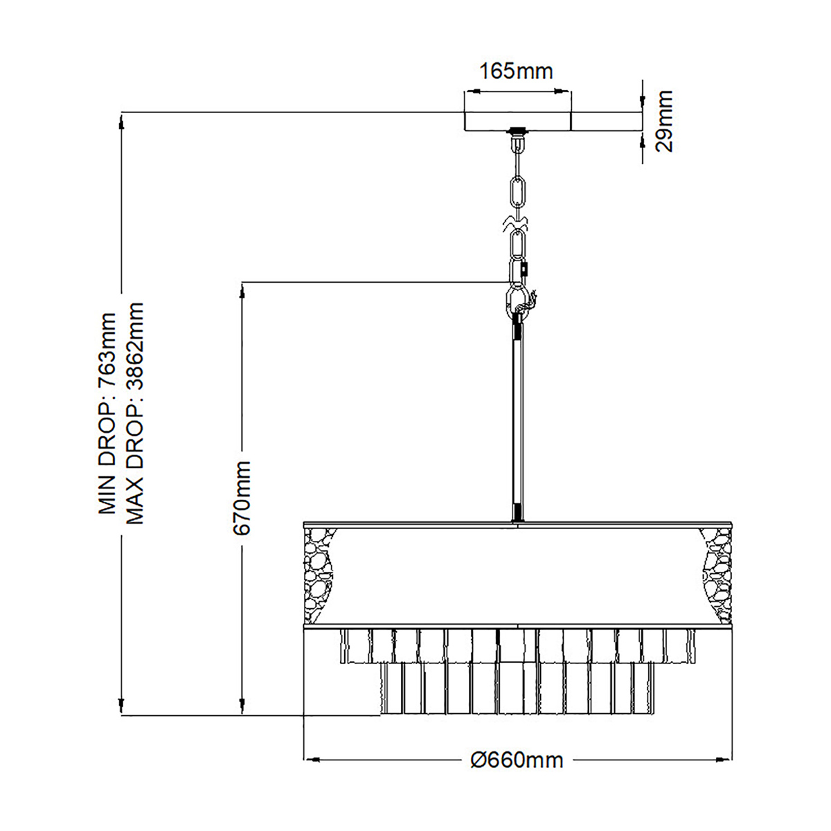 Люстра круглая с подвесками из текстурированного стекла молочного цвета Hinkley в Тюмени