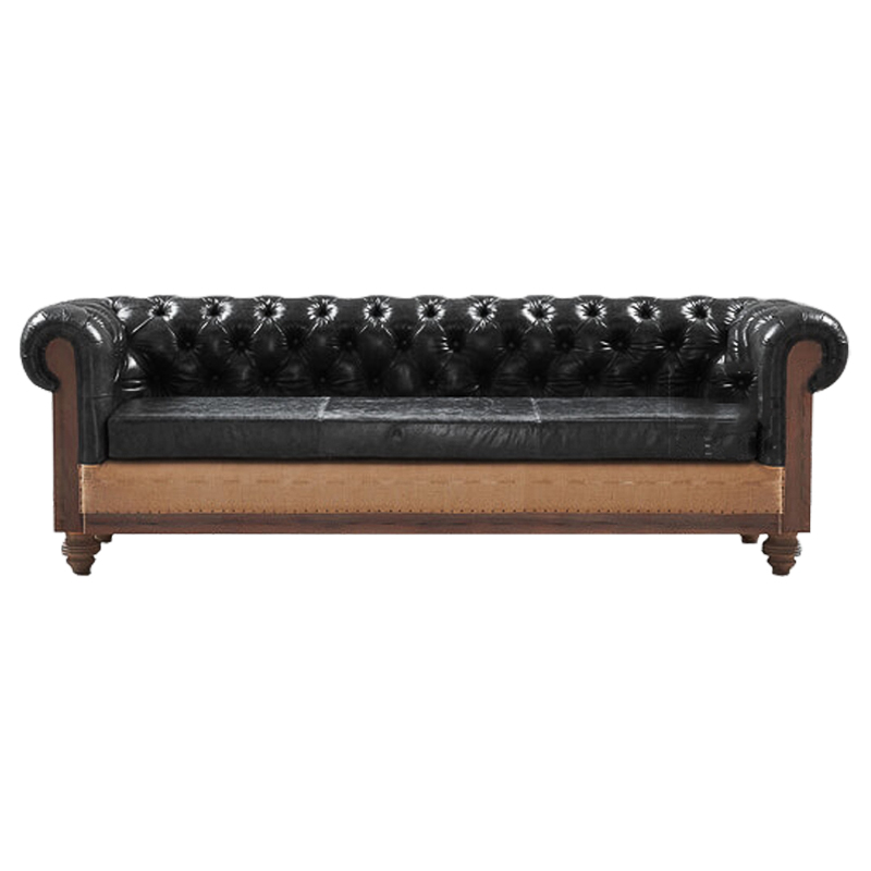 Диван Deconstructed Chesterfield Sofa triple Black leather Коричневый Черный Диван Deconstructed Chesterfield Sofa triple Black leather Коричневый Черный в Тюмени | Loft Concept