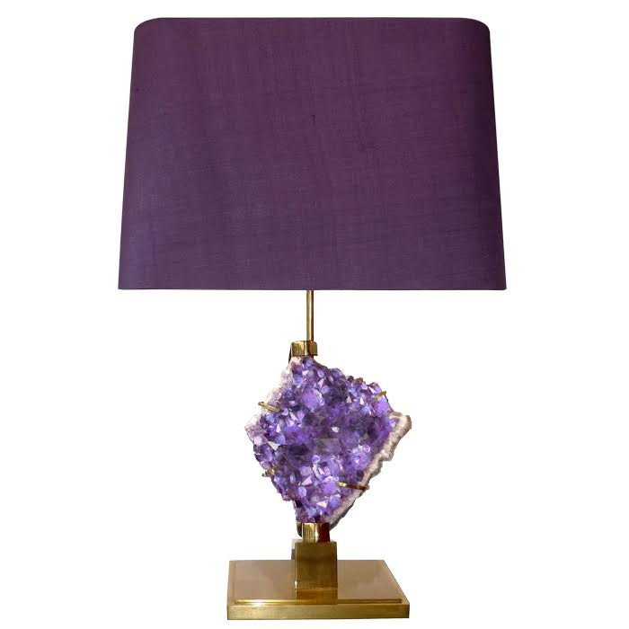 Настольная лампа Bronze and Amethyst Lamp Глянцевое золото Сиреневый Настольная лампа Bronze and Amethyst Lamp Глянцевое золото Сиреневый в Тюмени | Loft Concept