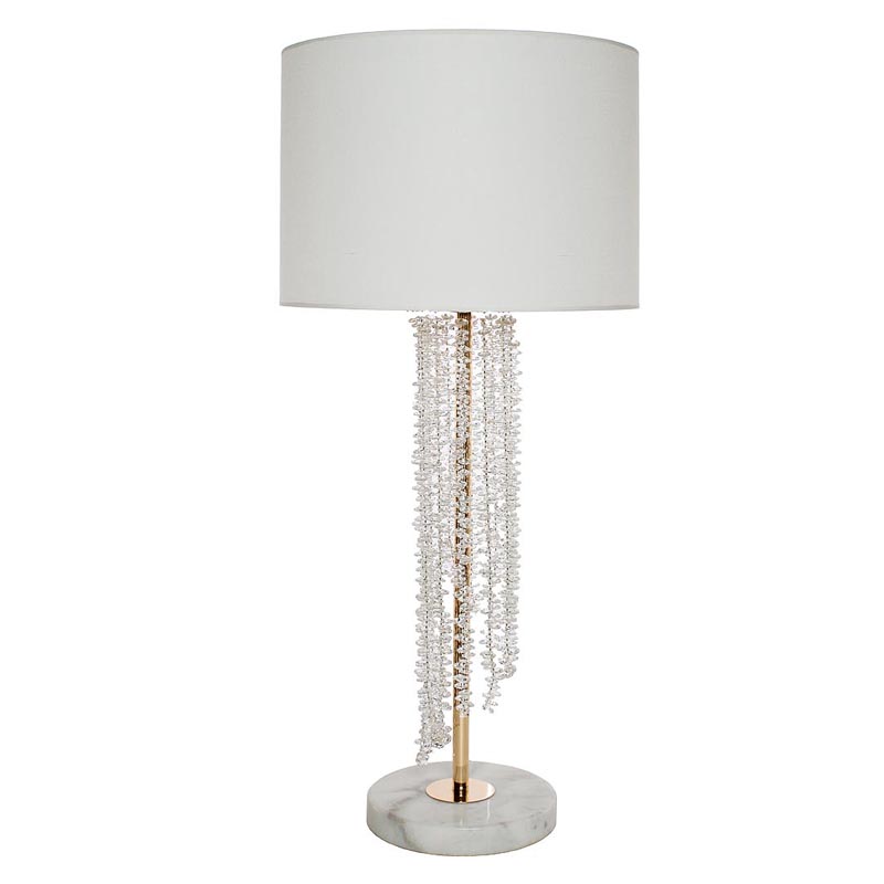 Настольная лампа Crystal Pendants Table Lamp Хром Белый Настольная лампа Crystal Pendants Table Lamp Хром Белый в Тюмени | Loft Concept