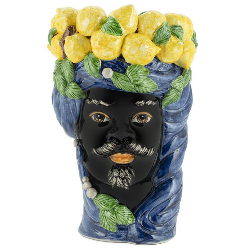 Ваза Vase Lemon Head Man Blue Синий Черный Желтый Зеленый Ваза Vase Lemon Head Man Blue Синий Черный Желтый Зеленый в Тюмени | Loft Concept