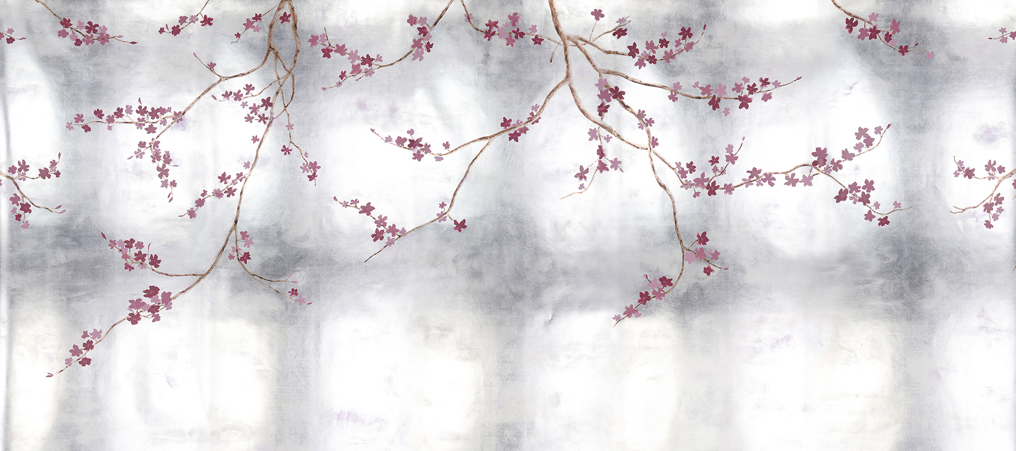 Обои ручная роспись Cherry Tree Special Colourway on Sterling Silver gilded paper Обои ручная роспись Cherry Tree Special Colourway on Sterling Silver gilded paper - постер Loft-Concept в Тюмени