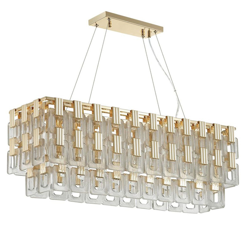 Люстра Ribbed Elements Pendant Linear Золотой Прозрачное Стекло Люстра Ribbed Elements Pendant Linear Золотой Прозрачное Стекло в Тюмени | Loft Concept
