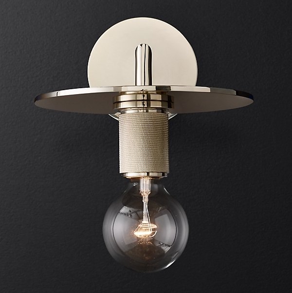 Бра RH Utilitaire Knurled Disk Shade Sconce Silver Никель Бра RH Utilitaire Knurled Disk Shade Sconce Silver Никель в Тюмени | Loft Concept
