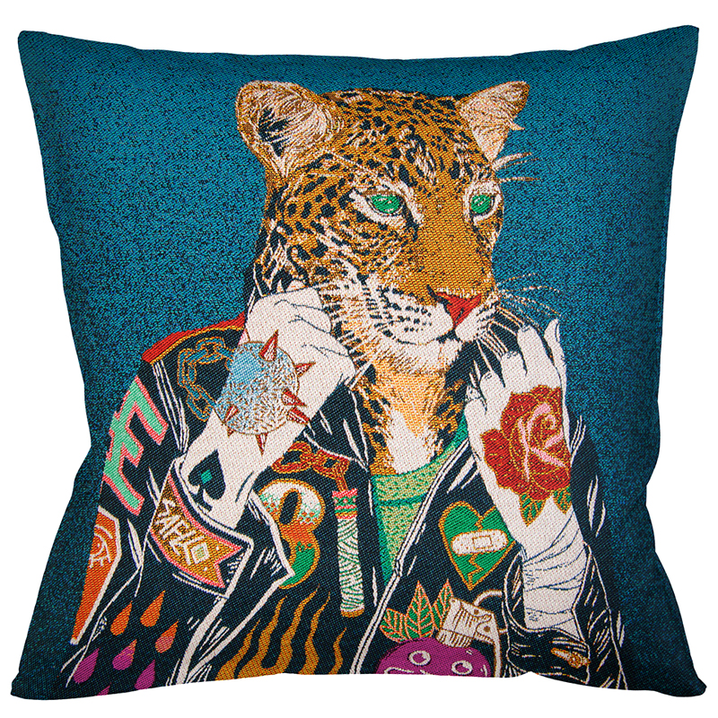 Декоративная подушка Leopard Blue Мульти Декоративная подушка Leopard Blue Мульти в Тюмени | Loft Concept