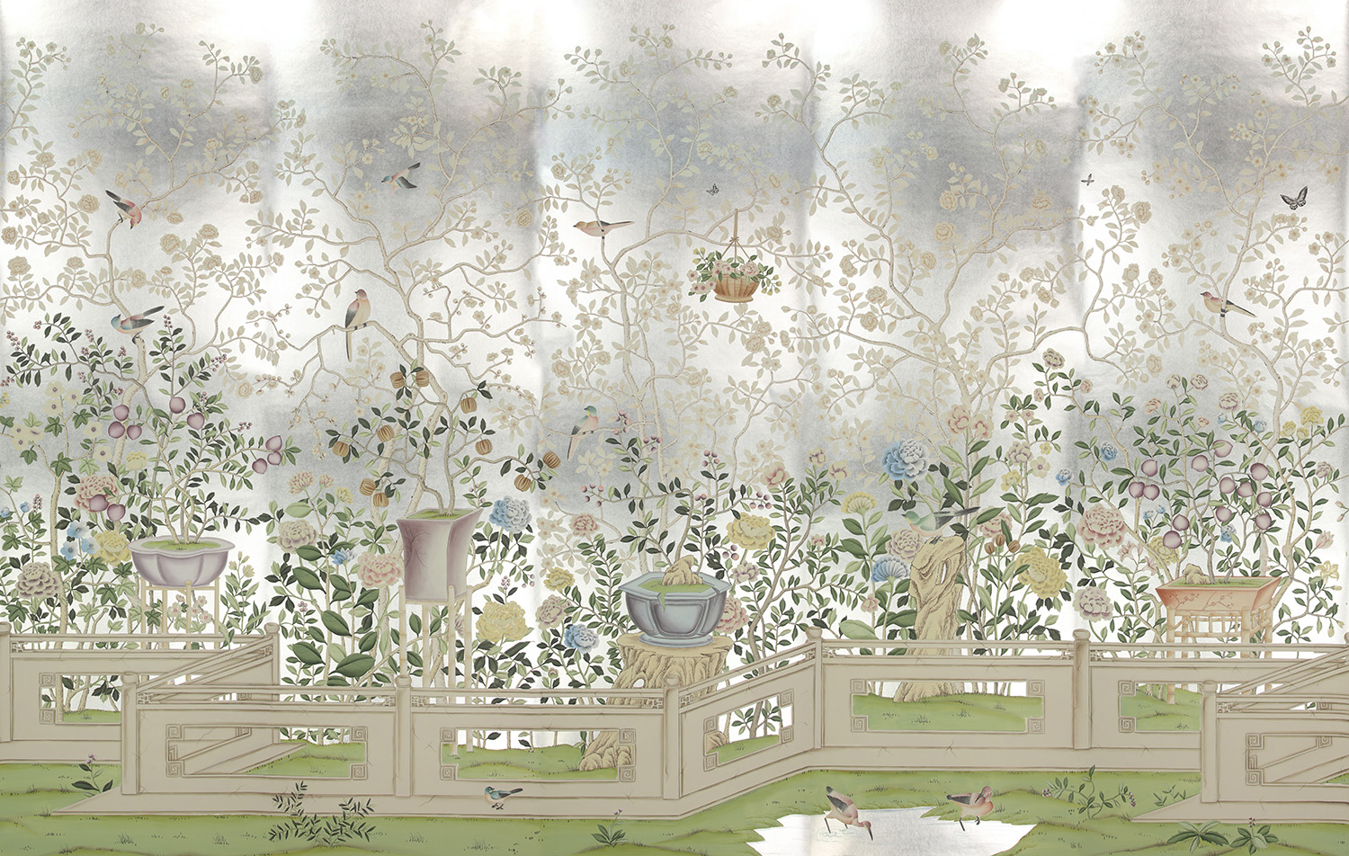 Обои ручная роспись Temple Newsam White Gold gilded silk Обои ручная роспись Temple Newsam White Gold gilded silk - постер Loft-Concept в Тюмени