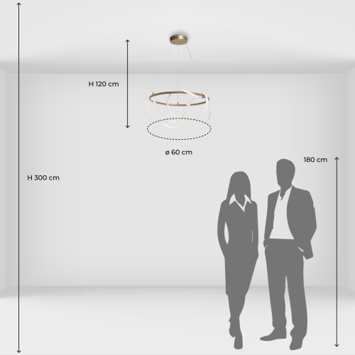 Люстра подвесная круглая золотого цвета с белыми изогнутыми световыми линиями Luke Lampco Tracer Lamp в Тюмени