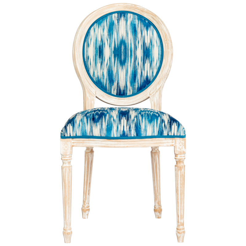 Стул с голубым узором Ikat Pattern Белый Голубой Стул с голубым узором Ikat Pattern Белый Голубой в Тюмени | Loft Concept