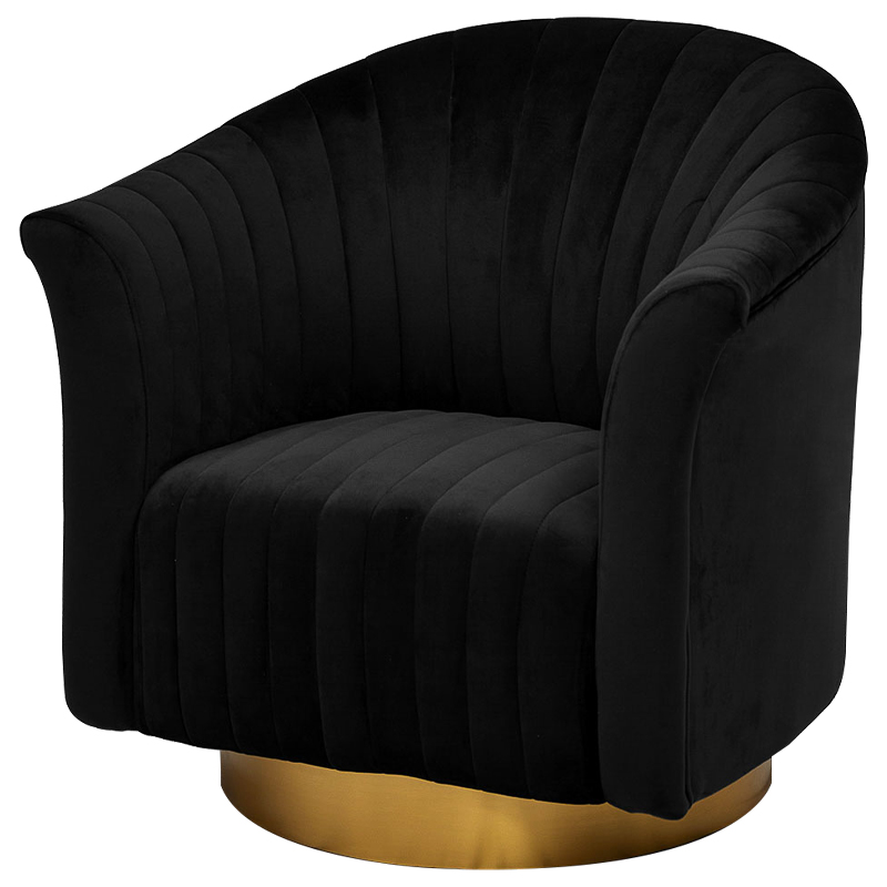 Кресло вращающееся в чёрной велюровой обивке Toronto Black Armchair Черный Золотой Кресло вращающееся в чёрной велюровой обивке Toronto Black Armchair Черный Золотой в Тюмени | Loft Concept