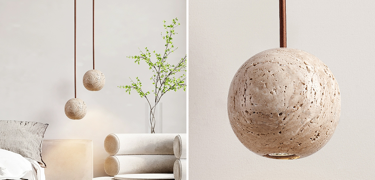 Подвесной светильник POVL COMBO TRAVERTINE - фото №1