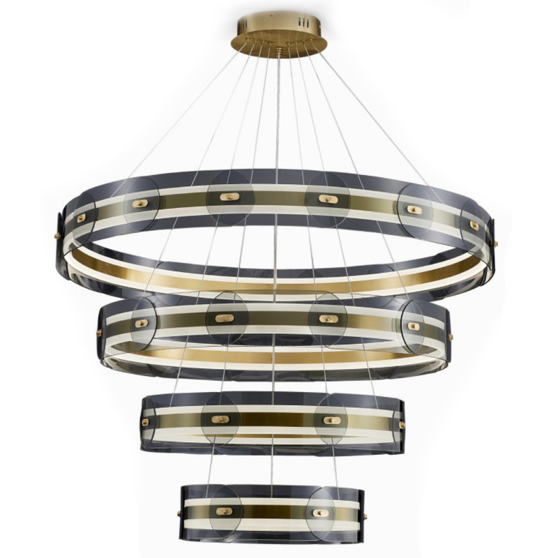 Люстра Gold 3 ring horizontal chandelier Прозрачный Латунь Люстра Gold 3 ring horizontal chandelier Прозрачный Латунь в Тюмени | Loft Concept