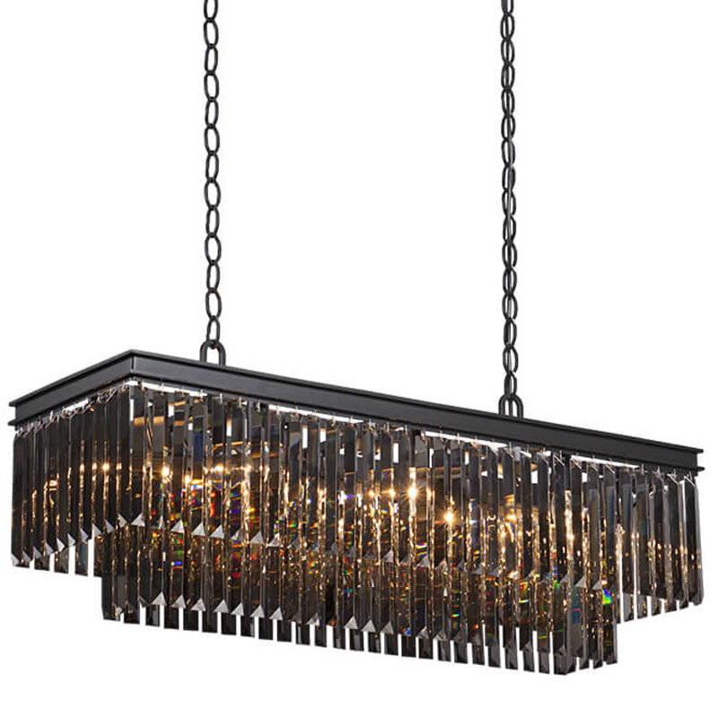 Люстра Odeon Gray glass Rectangular Chandelier Black iron стекло Смок длина 100 Черный матовый Люстра Odeon Gray glass Rectangular Chandelier Black iron стекло Смок длина 100 Черный матовый в Тюмени | Loft Concept