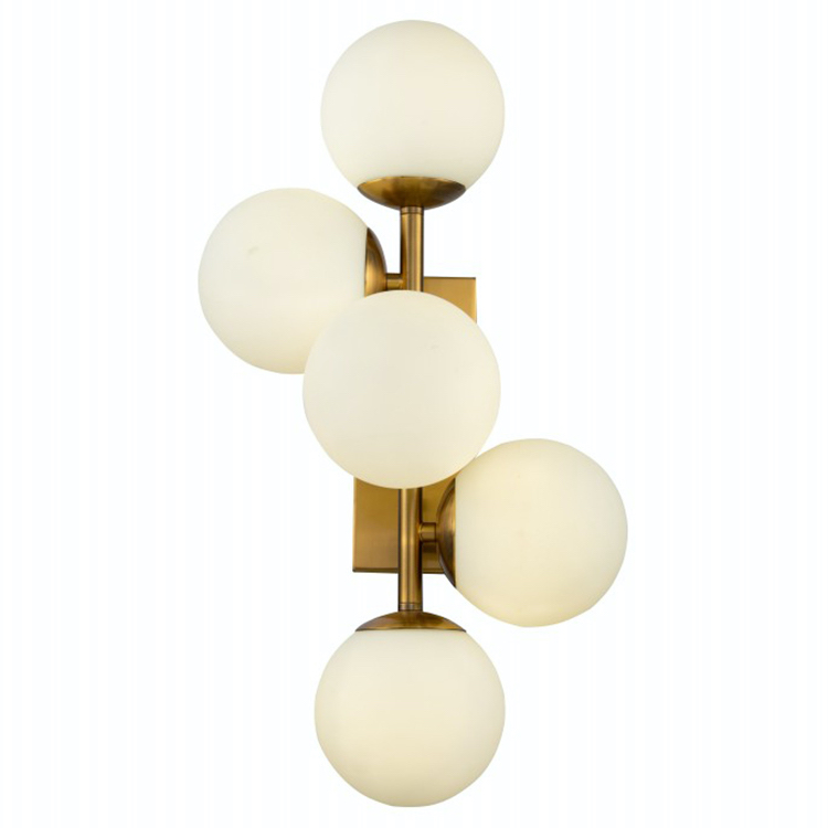 Бра White Balls Sconces Белое матовое стекло Латунь Бра White Balls Sconces Белое матовое стекло Латунь в Тюмени | Loft Concept