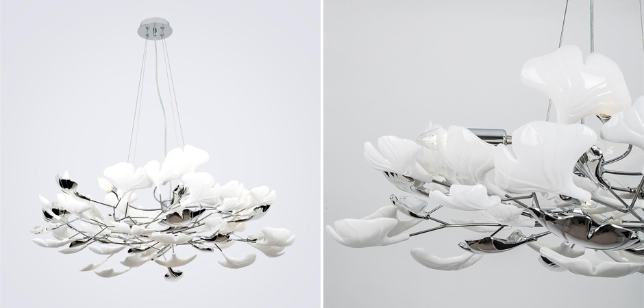 Декоративная люстра Wintery flover Silver с Белыми плафонами Декоративная люстра Wintery flover Silver с Белыми плафонами - Loft-Concept в Тюмени