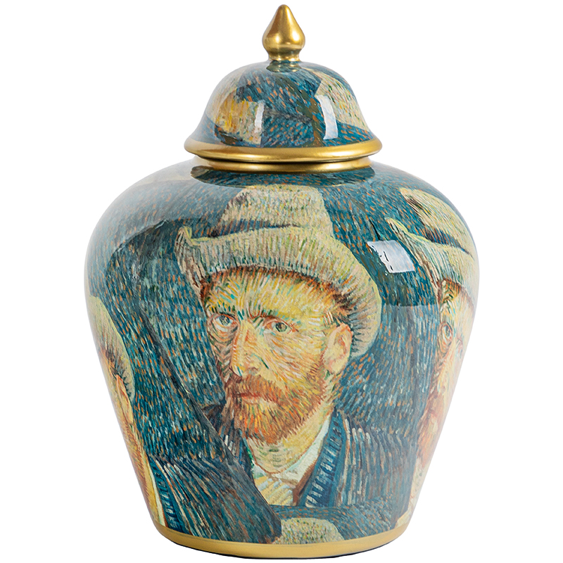 Ваза с крышкой Vincent Van Gogh Vase Изумрудный Золотой Бежевый Мульти Ваза с крышкой Vincent Van Gogh Vase Изумрудный Золотой Бежевый Мульти в Тюмени | Loft Concept