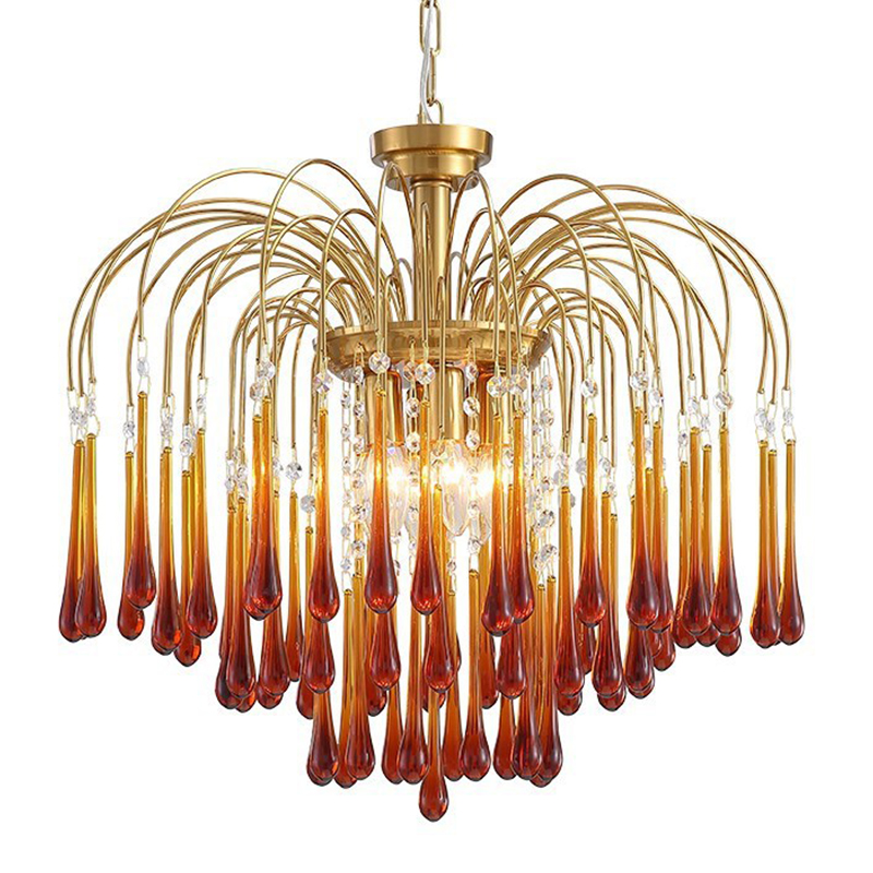 Дизайнерская люстра Amber Drops Chandelier Золотой Янтарный Дизайнерская люстра Amber Drops Chandelier Золотой Янтарный в Тюмени | Loft Concept