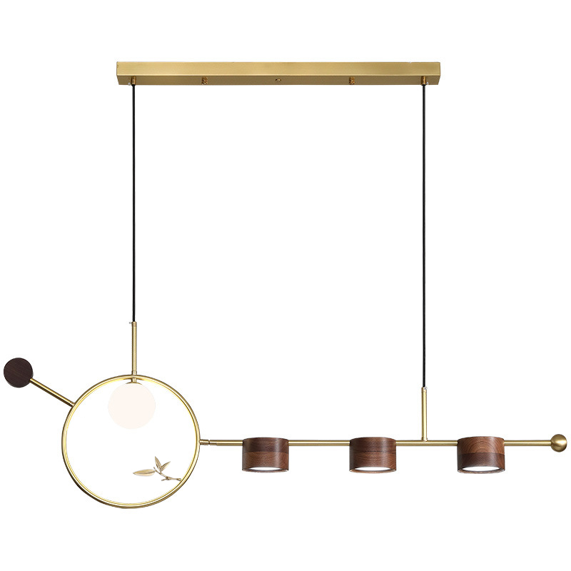 Линейный светильник Metal Wood Ring Leaf Linear Light Золотой Коричневый Линейный светильник Metal Wood Ring Leaf Linear Light Золотой Коричневый в Тюмени | Loft Concept