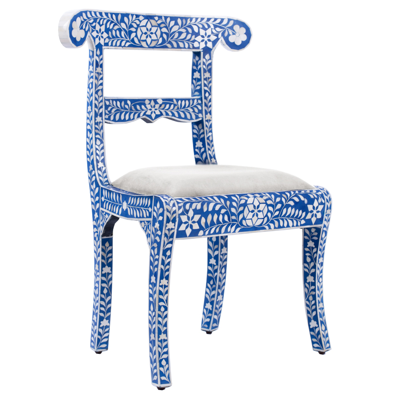 Стул инкрустация костью Bone Inlay Chairs синий Белый Синий Молочный Стул инкрустация костью Bone Inlay Chairs синий Белый Синий Молочный в Тюмени | Loft Concept