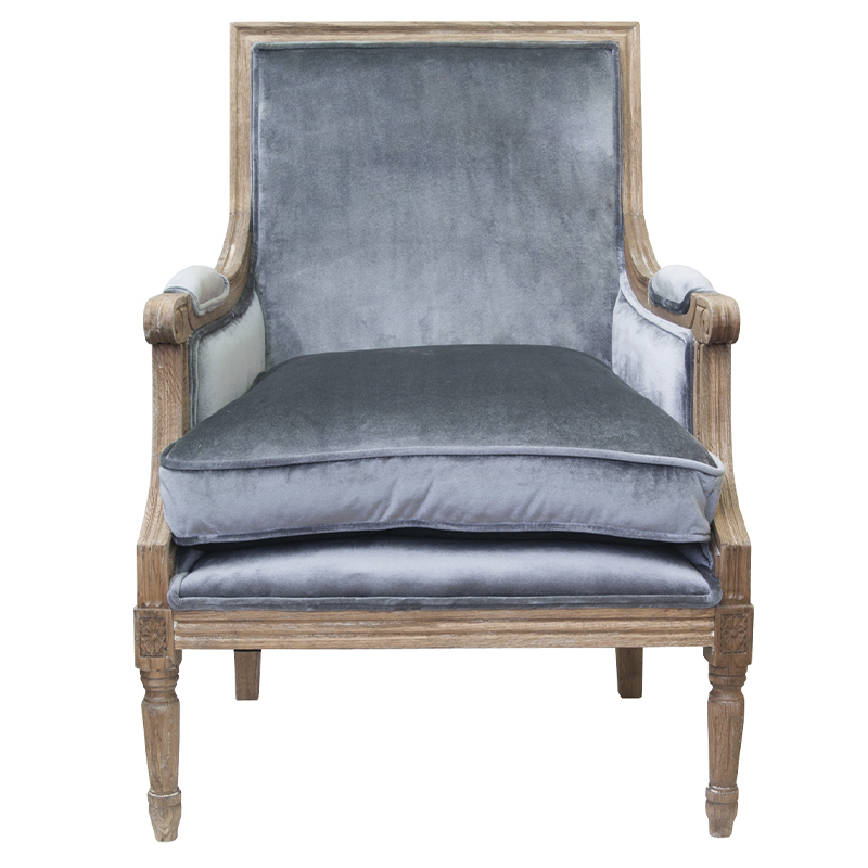 Кресло William Classical Armchair grey velvet Серый Коричневый Кресло William Classical Armchair grey velvet Серый Коричневый в Тюмени | Loft Concept