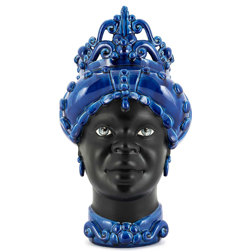 Ваза VASE MORO LADY MED. MAT Blue Черный Синий Ваза VASE MORO LADY MED. MAT Blue Черный Синий в Тюмени | Loft Concept