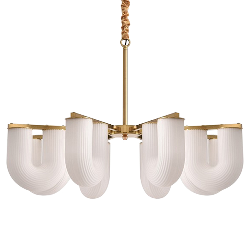 Люстра Berthe Arch Chandelier 8 плафонов Белое матовое стекло Латунь Хром Люстра Berthe Arch Chandelier 8 плафонов Белое матовое стекло Латунь Хром в Тюмени | Loft Concept