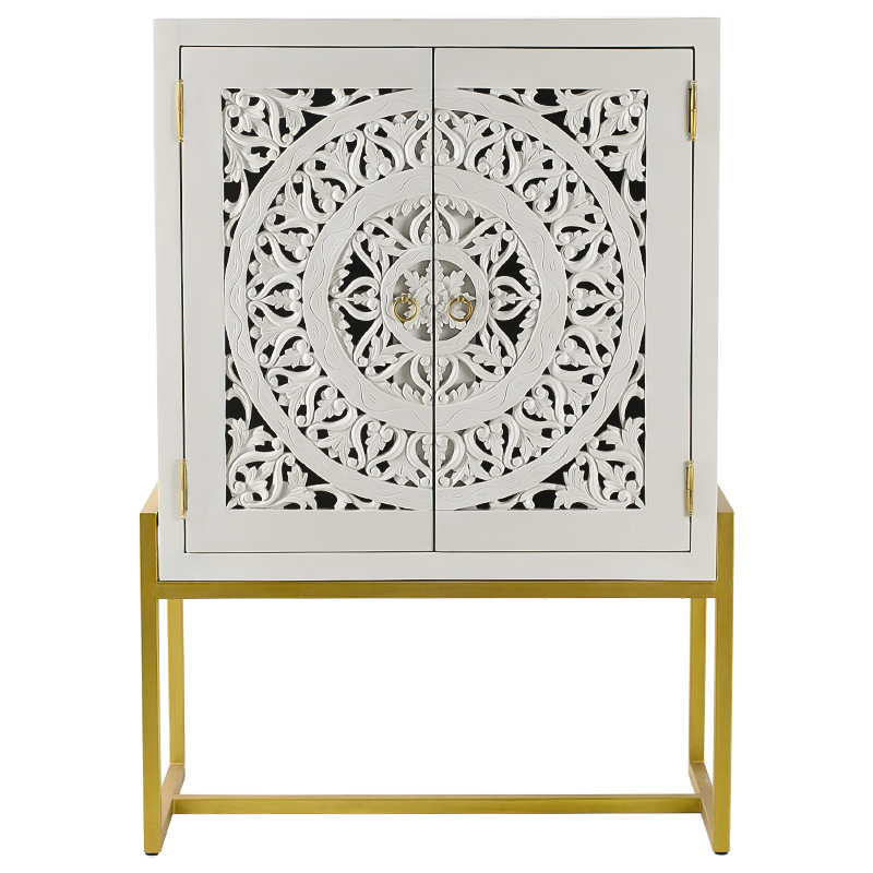Буфет с резными дверцами Ceara Lace Cabinet Белый Золотой Буфет с резными дверцами Ceara Lace Cabinet Белый Золотой в Тюмени | Loft Concept