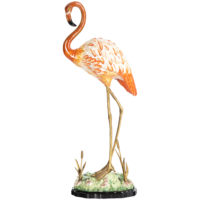 Декоративная статуэтка Flamingos Porcelain Statuette Красный Зеленый Бронза Декоративная статуэтка Flamingos Porcelain Statuette Красный Зеленый Бронза в Тюмени | Loft Concept