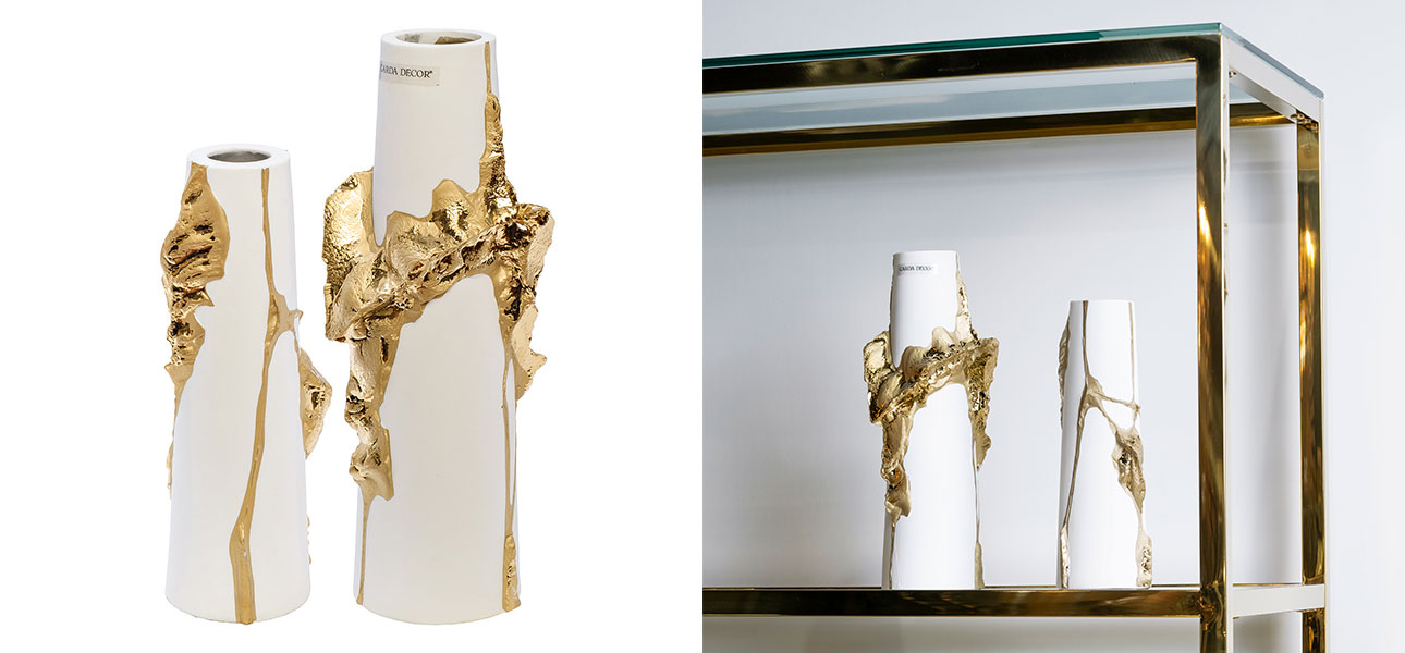 Ваза Rhea white with gold 30 - фото