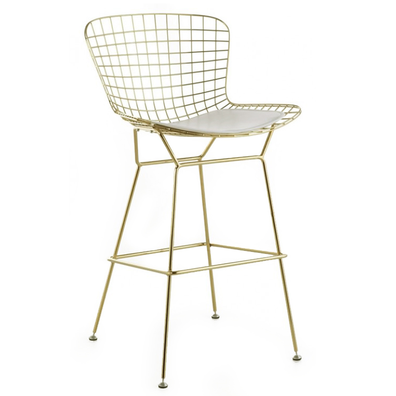Барный стул Bertoia Barstool Gold Черный Белый Золотой Барный стул Bertoia Barstool Gold Черный Белый Золотой в Тюмени | Loft Concept