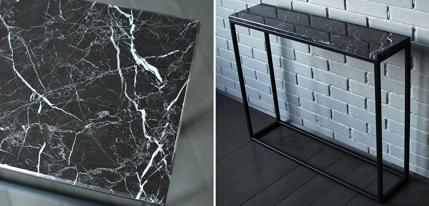 Консоль с чёрной мраморной столешницей Different Marble Black - фото