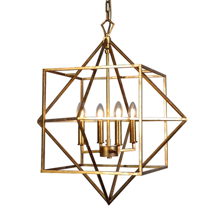 Подвесной светильник CUBIST Chandelier Gold 4 bulbs Золотой Подвесной светильник CUBIST Chandelier Gold 4 bulbs Золотой в Тюмени | Loft Concept