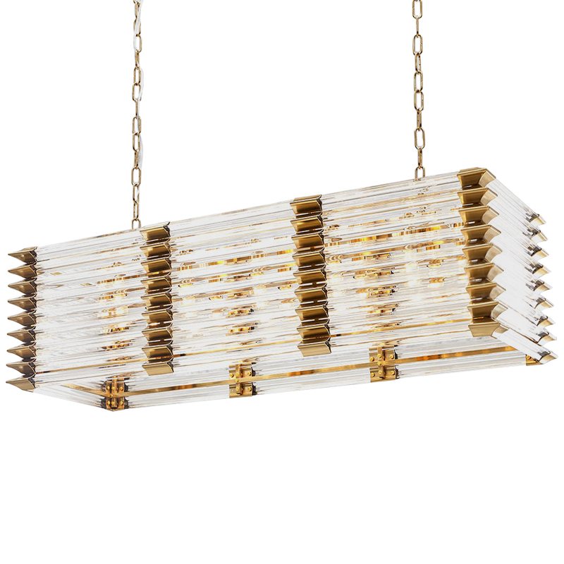 Люстра прямоугольная стеклянная Tadesse Glass Chandelier Золотой Прозрачное Стекло Люстра прямоугольная стеклянная Tadesse Glass Chandelier Золотой Прозрачное Стекло в Тюмени | Loft Concept