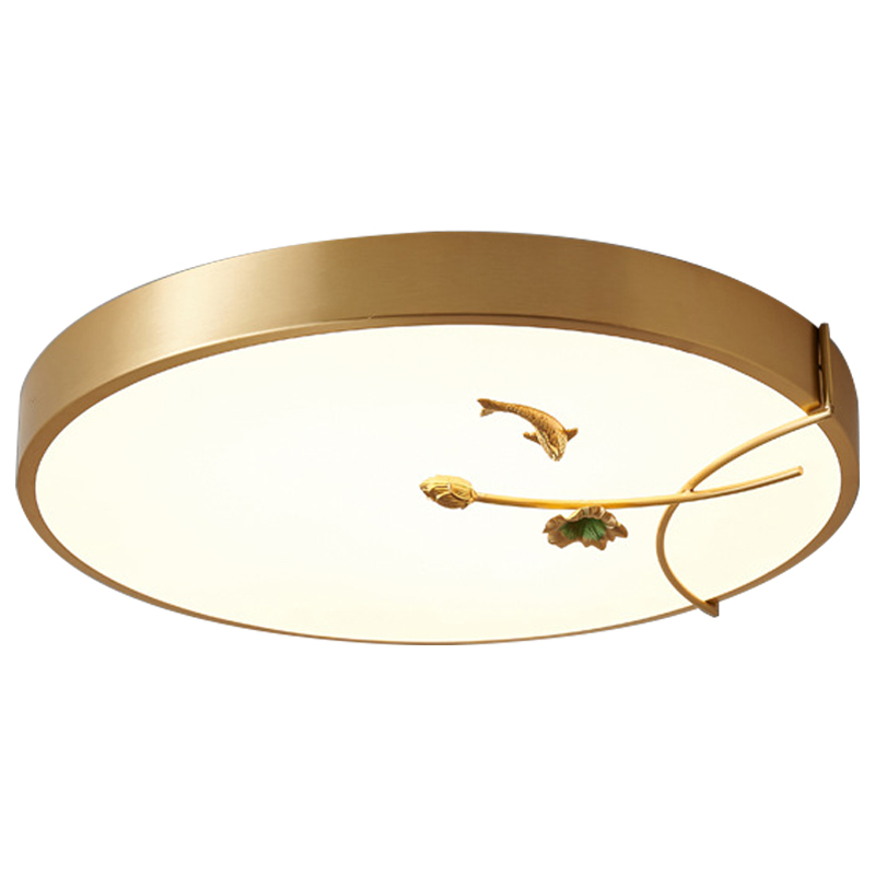 Круглый потолочный светильник Gold Fish Round Ceiling Lamp Золотой Золотой Белый Зеленый Круглый потолочный светильник Gold Fish Round Ceiling Lamp Золотой Золотой Белый Зеленый в Тюмени | Loft Concept
