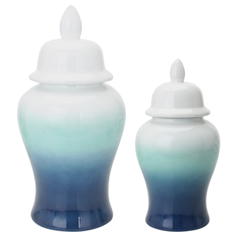 Ваза с крышкой White Turquoise Gradient Vase Белый Бирюзовый Ваза с крышкой White Turquoise Gradient Vase Белый Бирюзовый в Тюмени | Loft Concept