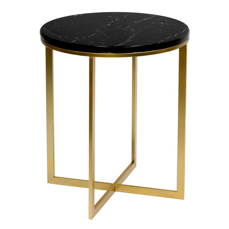 Приставной стол Round Table Marble black Золотой Черный Мрамор Nero Приставной стол Round Table Marble black Золотой Черный Мрамор Nero в Тюмени | Loft Concept