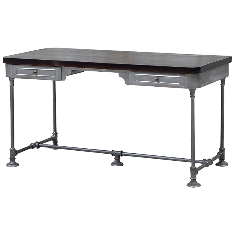 Рабочий стол Iston Metal Wood Desk Серый Коричневый Латунь в Тюмени | Loft Concept 