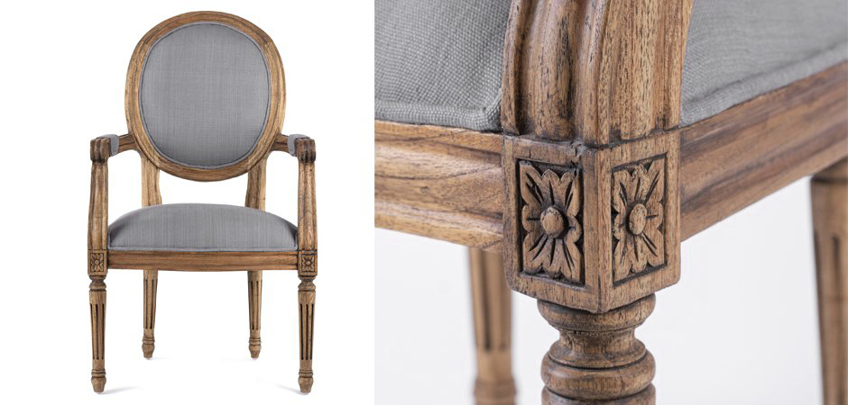 Стул REGENCY MEDALLION ARMCHAIR Gray Linen Стул REGENCY MEDALLION ARMCHAIR Gray Linen - Loft-Concept в Тюмени