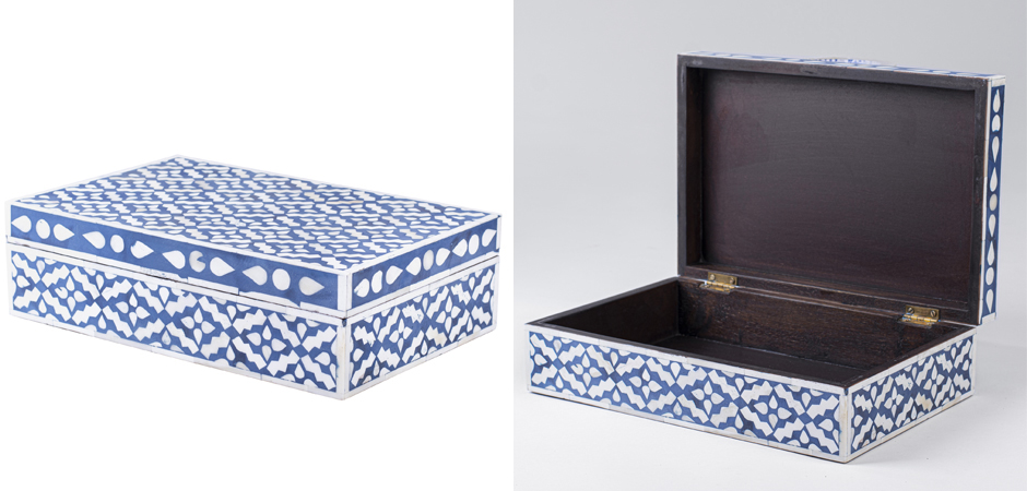 Шкатулка инкрустация костью Pattern Inlay Box Indigo Шкатулка инкрустация костью Pattern Inlay Box Indigo - Loft-Concept в Тюмени