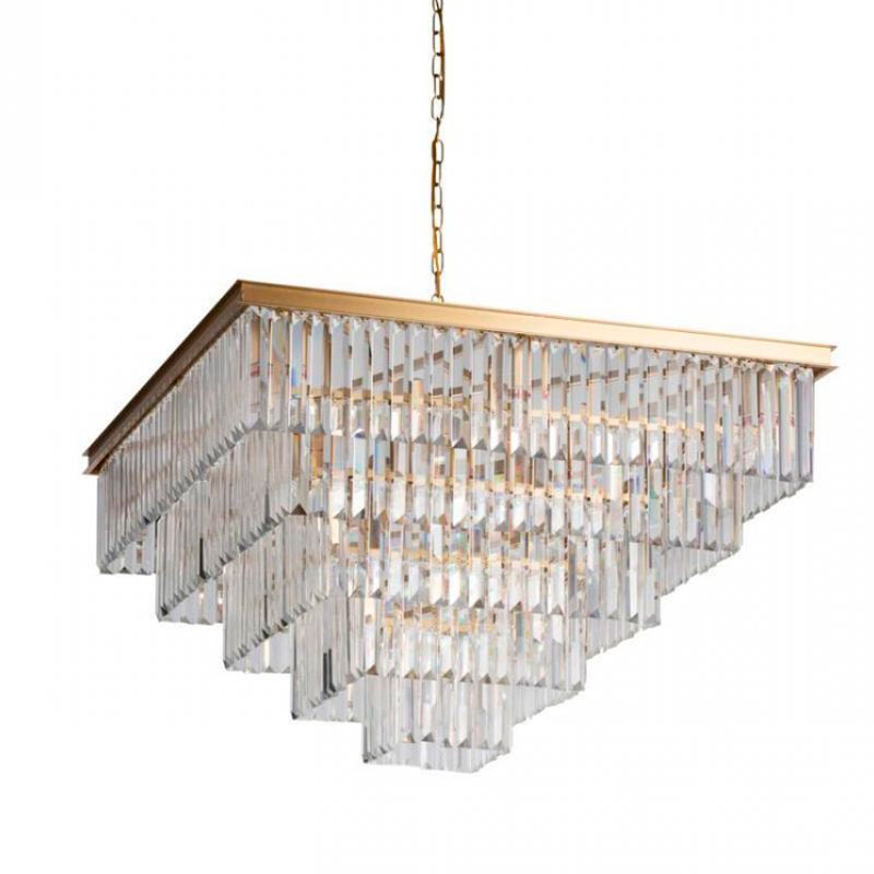 Квадратная Люстра RH 1920s Odeon GOLD iron Five layers Прозрачное Стекло 80х80 Золотой Прозрачное Стекло Квадратная Люстра RH 1920s Odeon GOLD iron Five layers Прозрачное Стекло 80х80 Золотой Прозрачное Стекло в Тюмени | Loft Concept