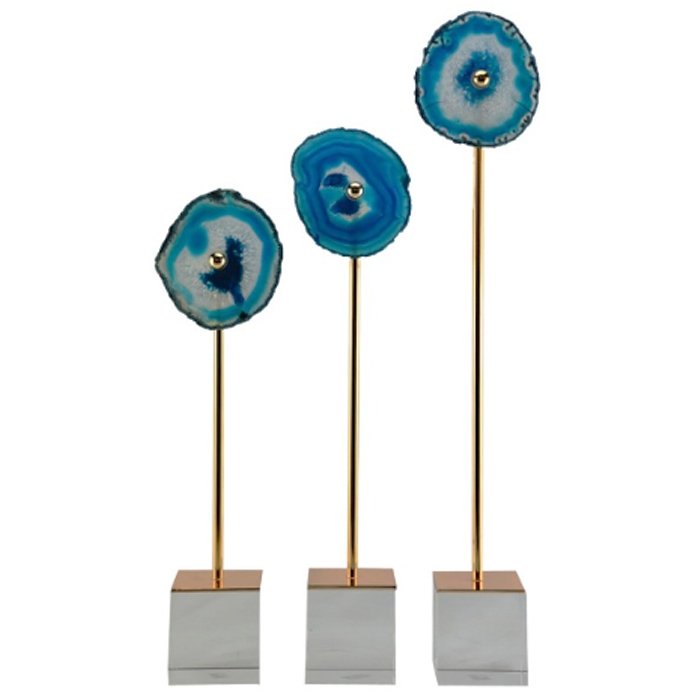 Комплект из 3-х статуэток AGATE DESIGN blue Синий Золотой Комплект из 3-х статуэток AGATE DESIGN blue Синий Золотой в Тюмени | Loft Concept